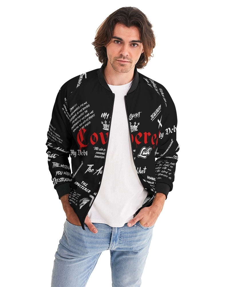 Covered By The Blood Bomber Jacket - Black-Jackets-Equris