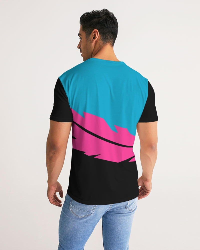 Large Feather - Premium Tee - Electric Blue/ Black / Cyber Pink-T-Shirt-Equris