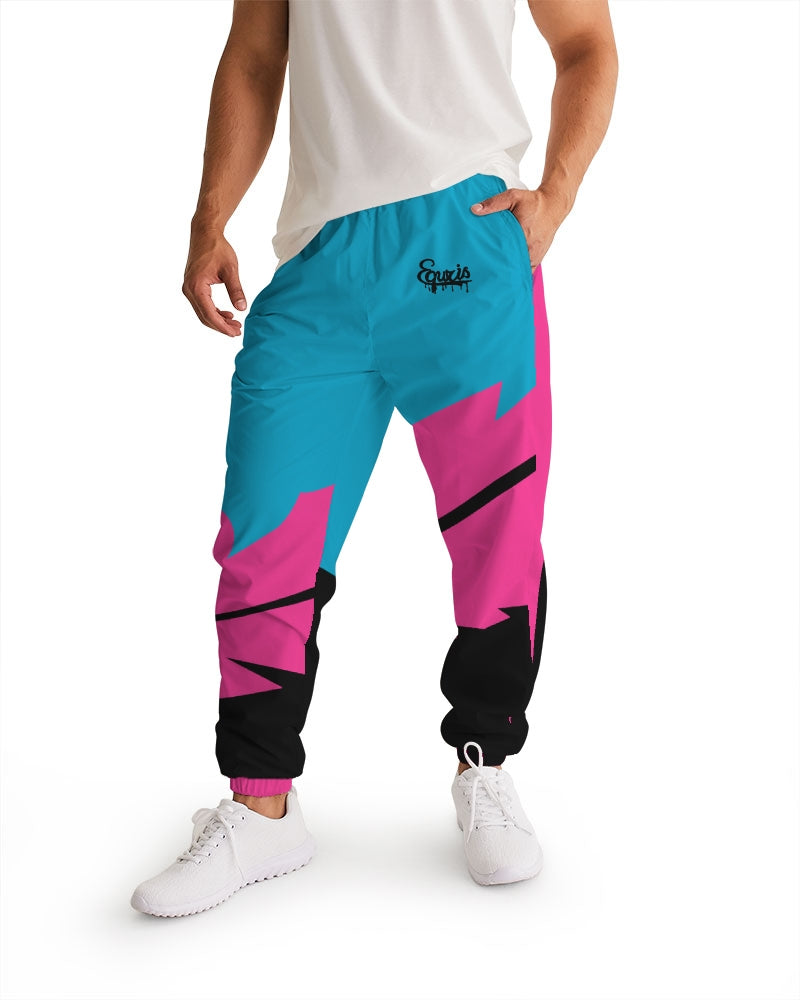 Large Feather - Track Pants - Electric Blue/ Black / Cyber Pink-pants-Equris