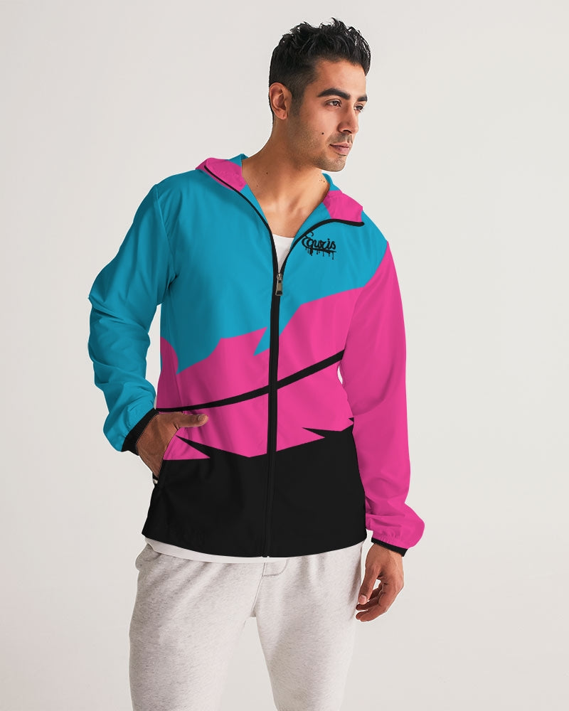 Large Feather - Windbreaker - Electric Blue/ Black / Cyber Pink-Jackets-Equris