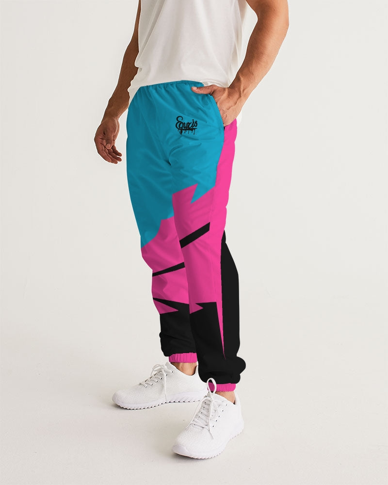 Large Feather - Track Pants - Electric Blue/ Black / Cyber Pink-pants-Equris