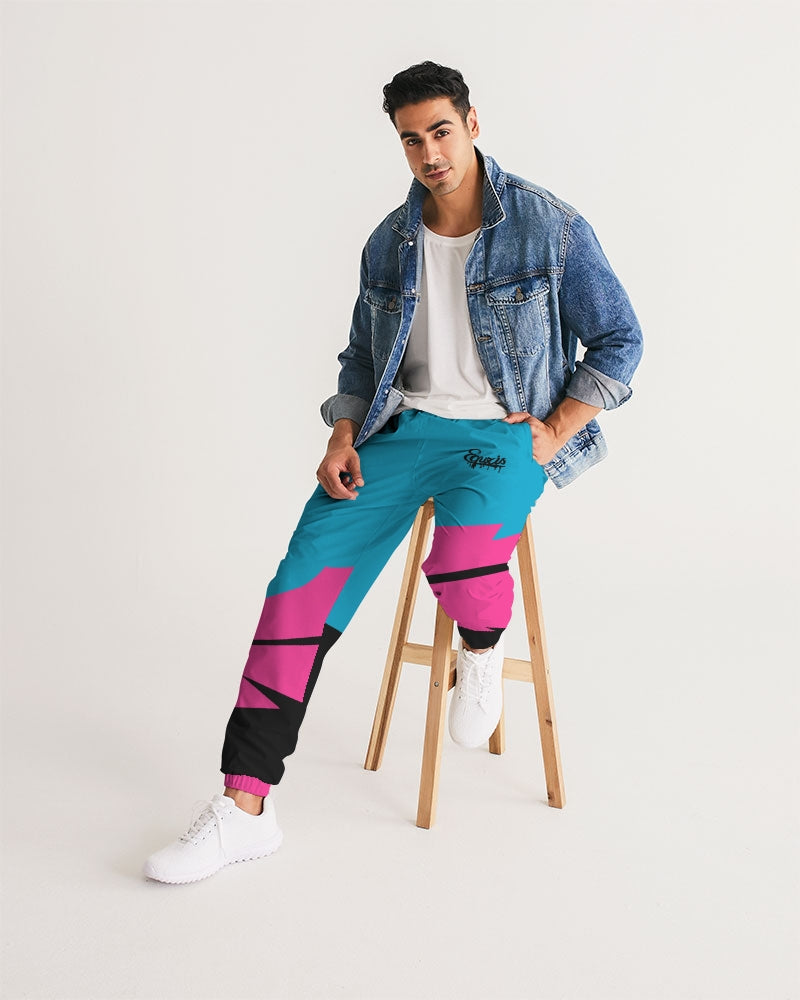Large Feather - Track Pants - Electric Blue/ Black / Cyber Pink-pants-Equris