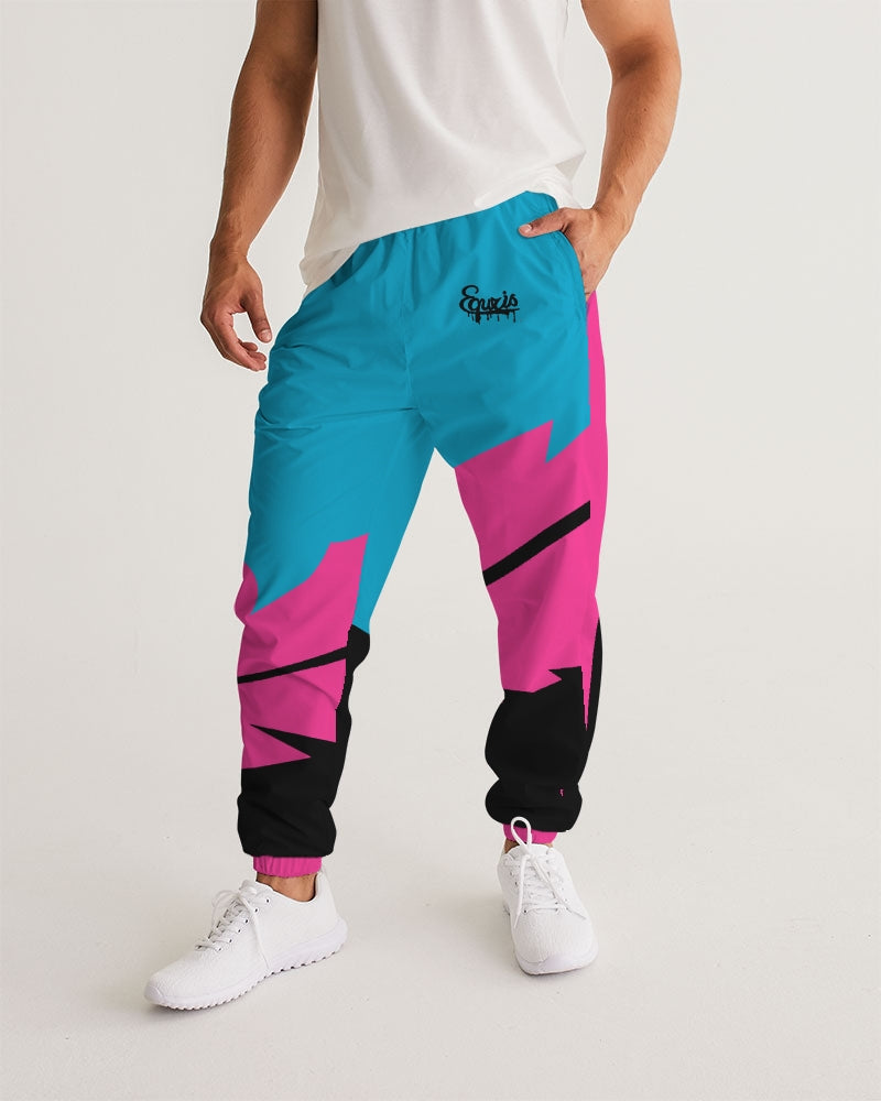 Large Feather - Track Pants - Electric Blue/ Black / Cyber Pink-pants-Equris
