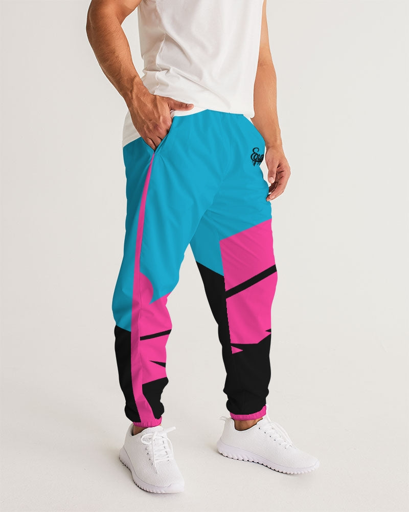 Large Feather - Track Pants - Electric Blue/ Black / Cyber Pink-pants-Equris
