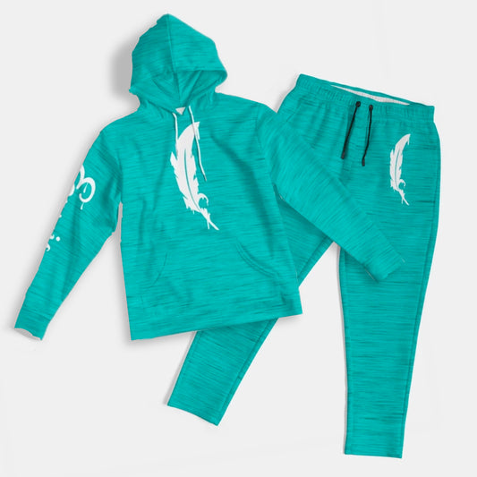 Feather Logo- Hoodie And Joggers - Teal Bundle