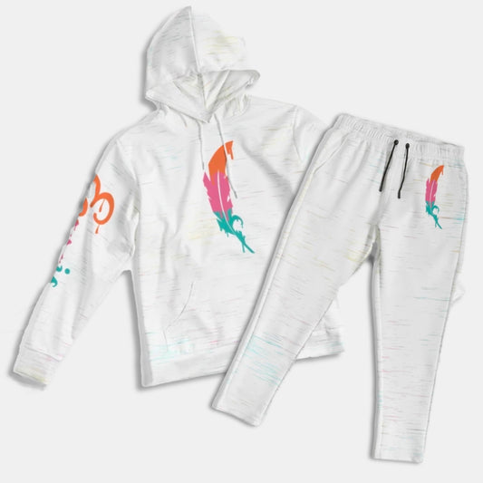 Feather Logo- Hoodie And Joggers - White/ Candyshop Bundle