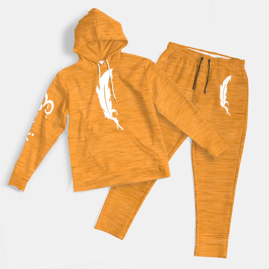 Feather Logo- Hoodie And Joggers - Orange Bundle