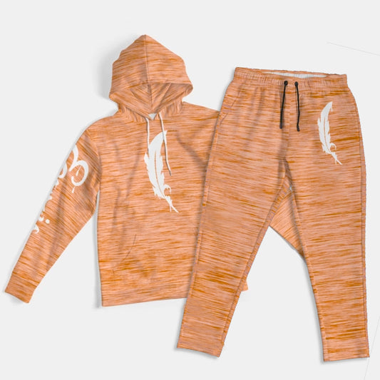 Feather Logo- Hoodie And Joggers - Melon Orange Bundle